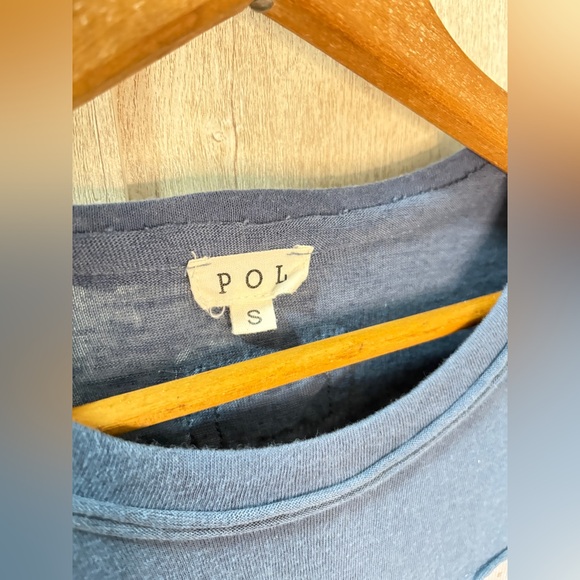 POL Peace Sign Patchwork Top — Blue/White - Picture 3 of 7